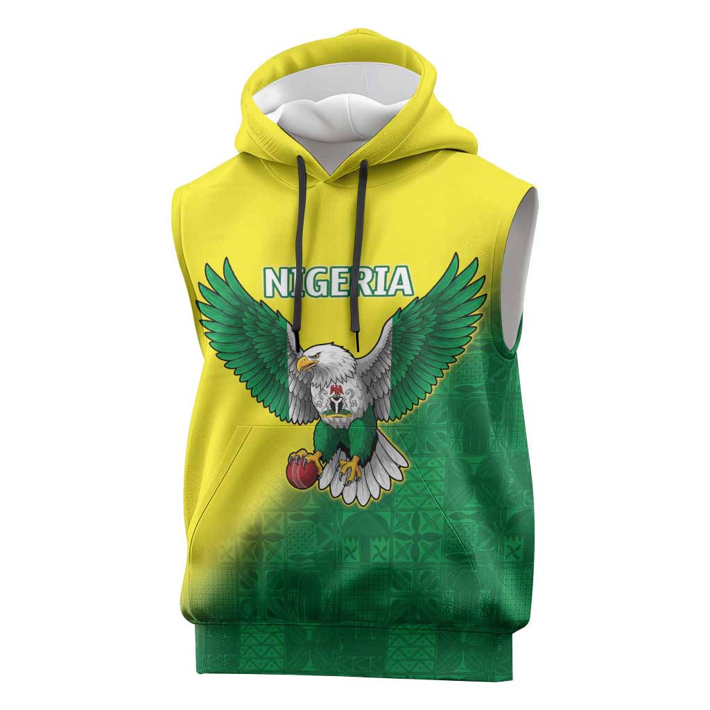 Nigeria Cricket Custom Sleeveless Hoodie Najeriya Angry Eagle Flag Motif - Wonder Print Shop