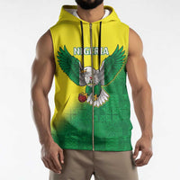 Nigeria Cricket Custom Sleeveless Zip Hoodie Najeriya Angry Eagle Flag Motif - Wonder Print Shop