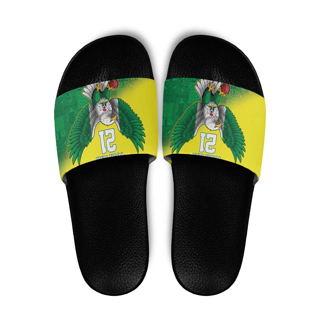 Nigeria Cricket Custom Slide Sandals Najeriya Angry Eagle Flag Motif - Wonder Print Shop