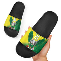 Nigeria Cricket Custom Slide Sandals Najeriya Angry Eagle Flag Motif - Wonder Print Shop