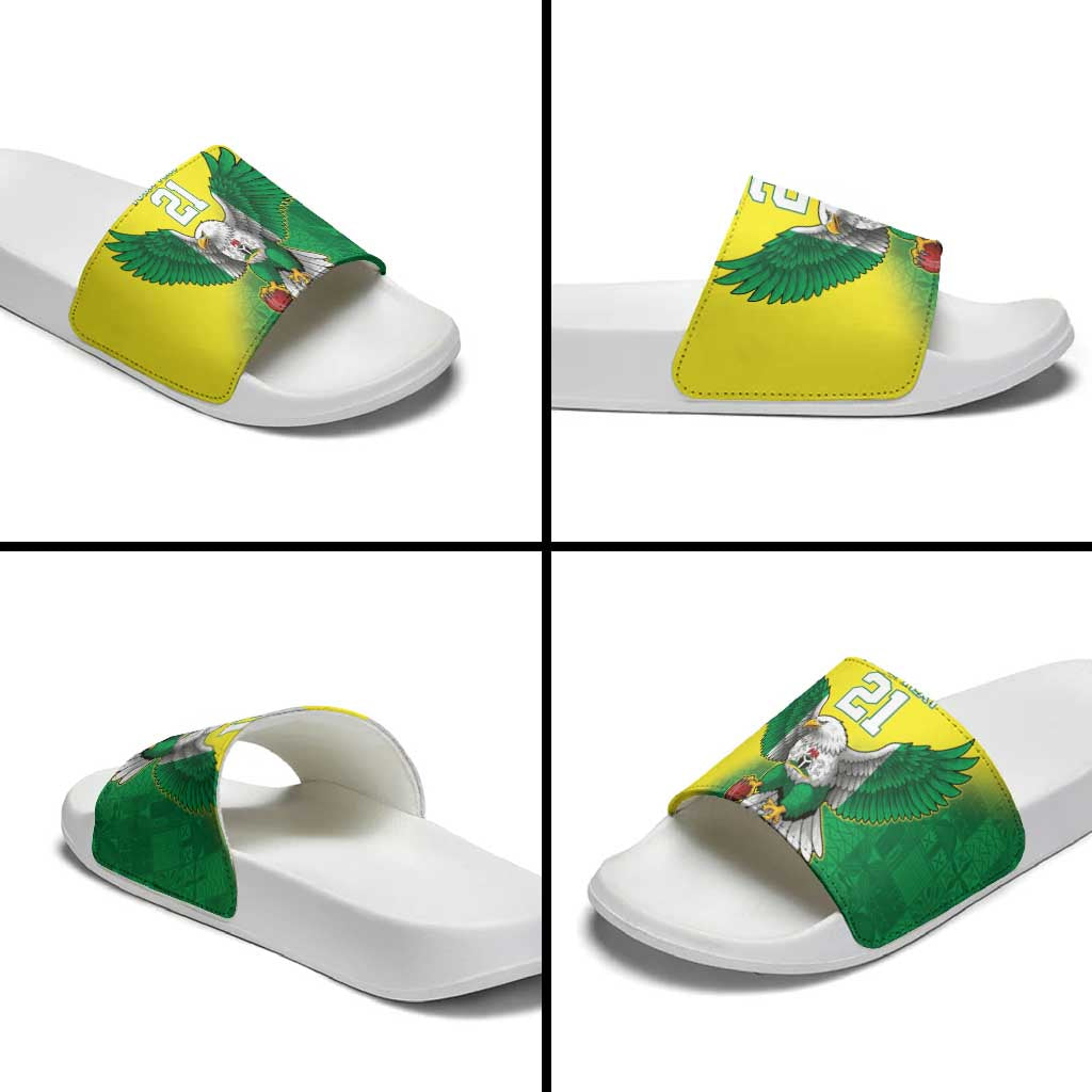Nigeria Cricket Custom Slide Sandals Najeriya Angry Eagle Flag Motif - Wonder Print Shop