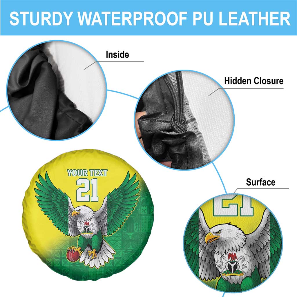 Nigeria Cricket Custom Spare Tire Cover Najeriya Angry Eagle Flag Motif - Wonder Print Shop