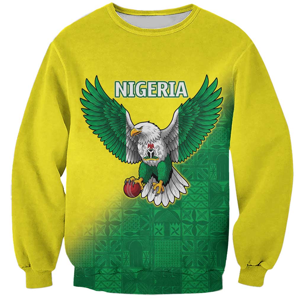 Nigeria Cricket Custom Sweatshirt Najeriya Angry Eagle Flag Motif - Wonder Print Shop