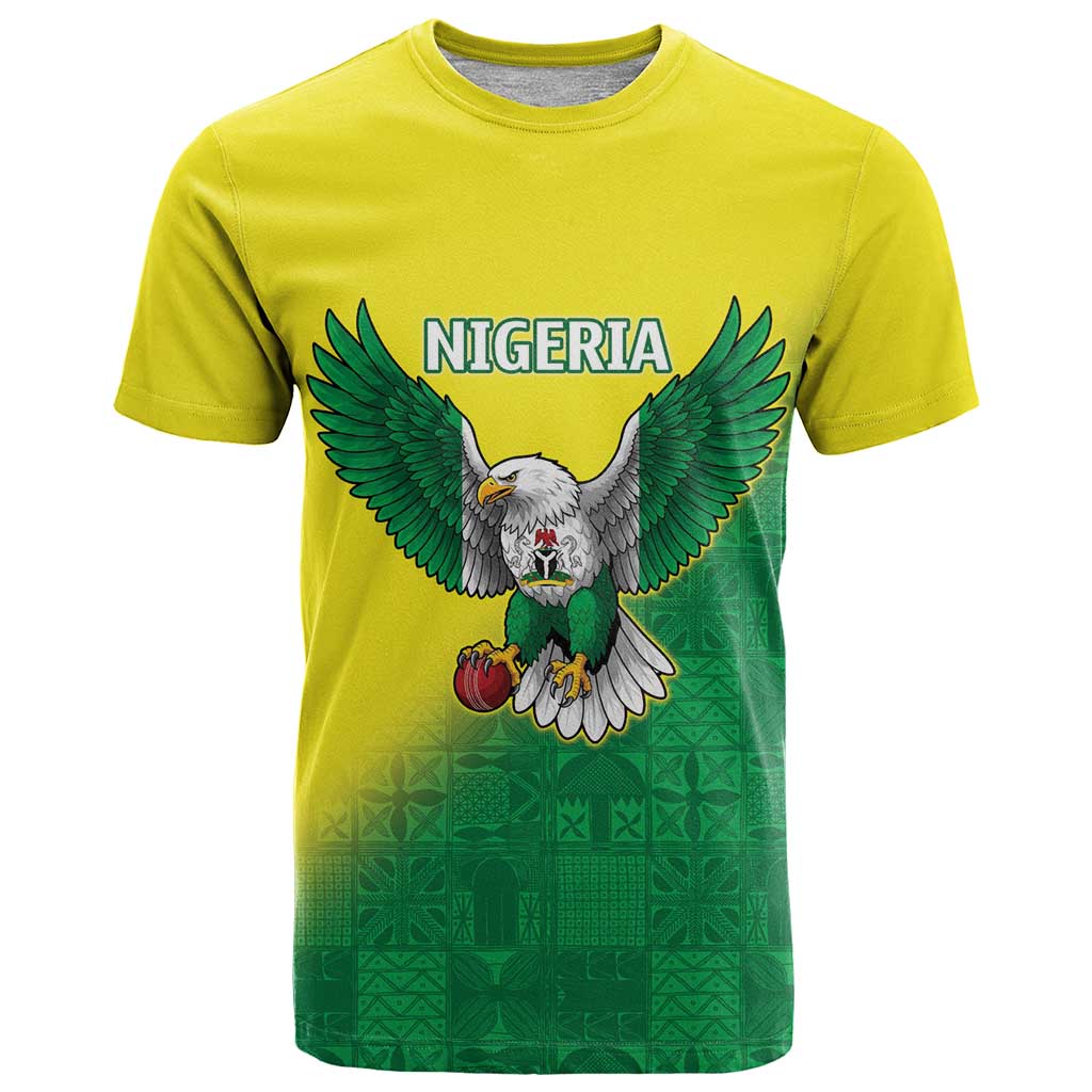 Nigeria Cricket Custom T Shirt Najeriya Angry Eagle Flag Motif - Wonder Print Shop