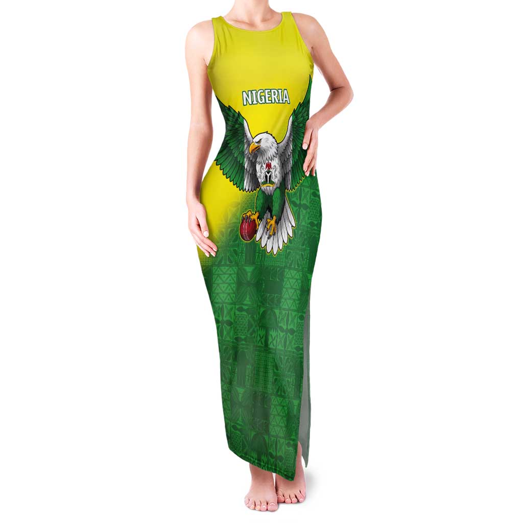 Nigeria Cricket Custom Tank Maxi Dress Najeriya Angry Eagle Flag Motif - Wonder Print Shop