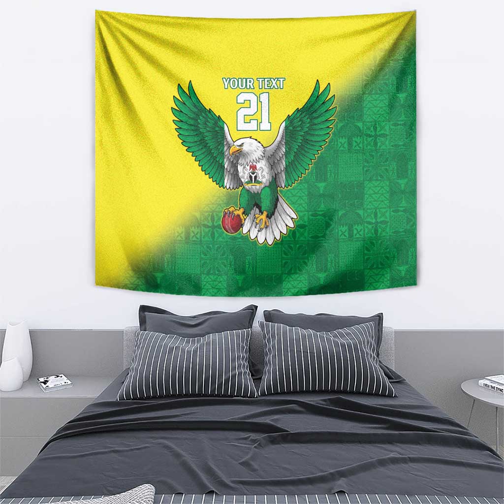 Nigeria Cricket Custom Tapestry Najeriya Angry Eagle Flag Motif - Wonder Print Shop