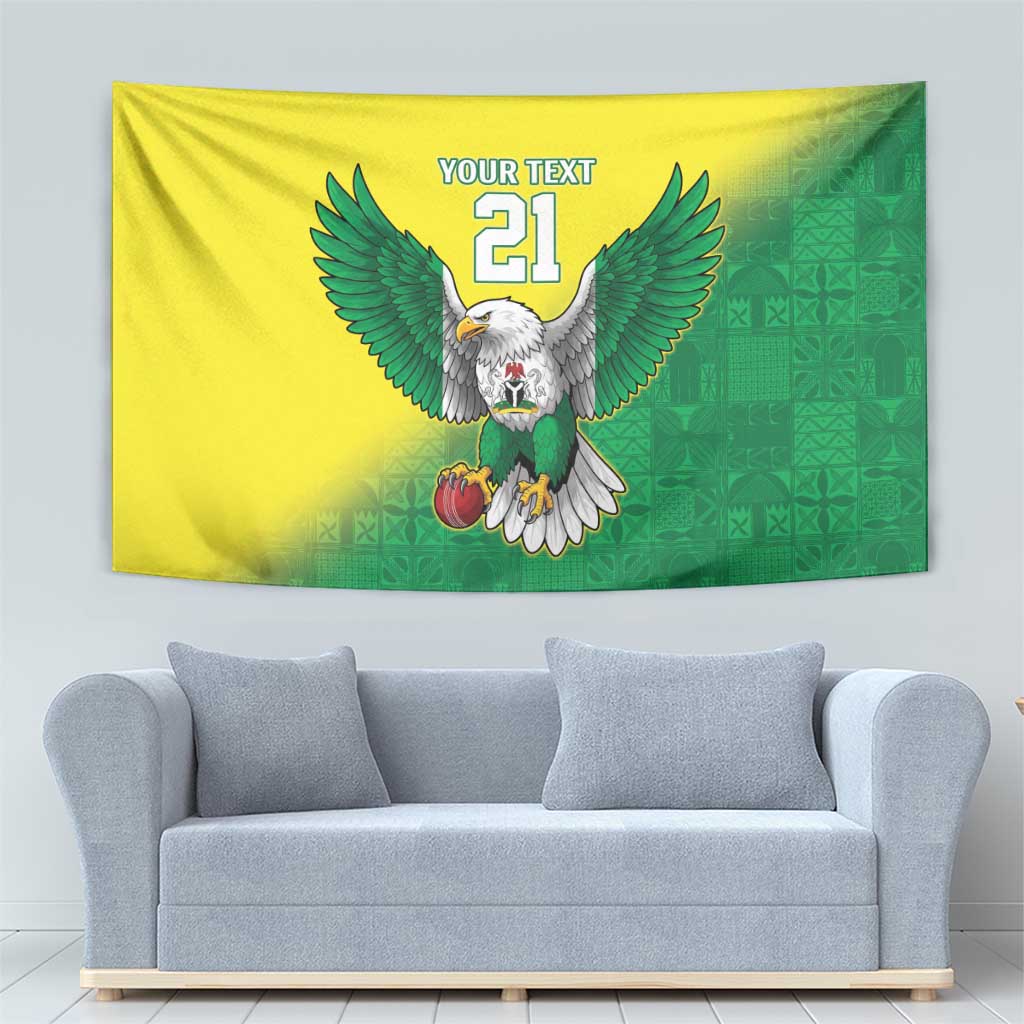 Nigeria Cricket Custom Tapestry Najeriya Angry Eagle Flag Motif - Wonder Print Shop