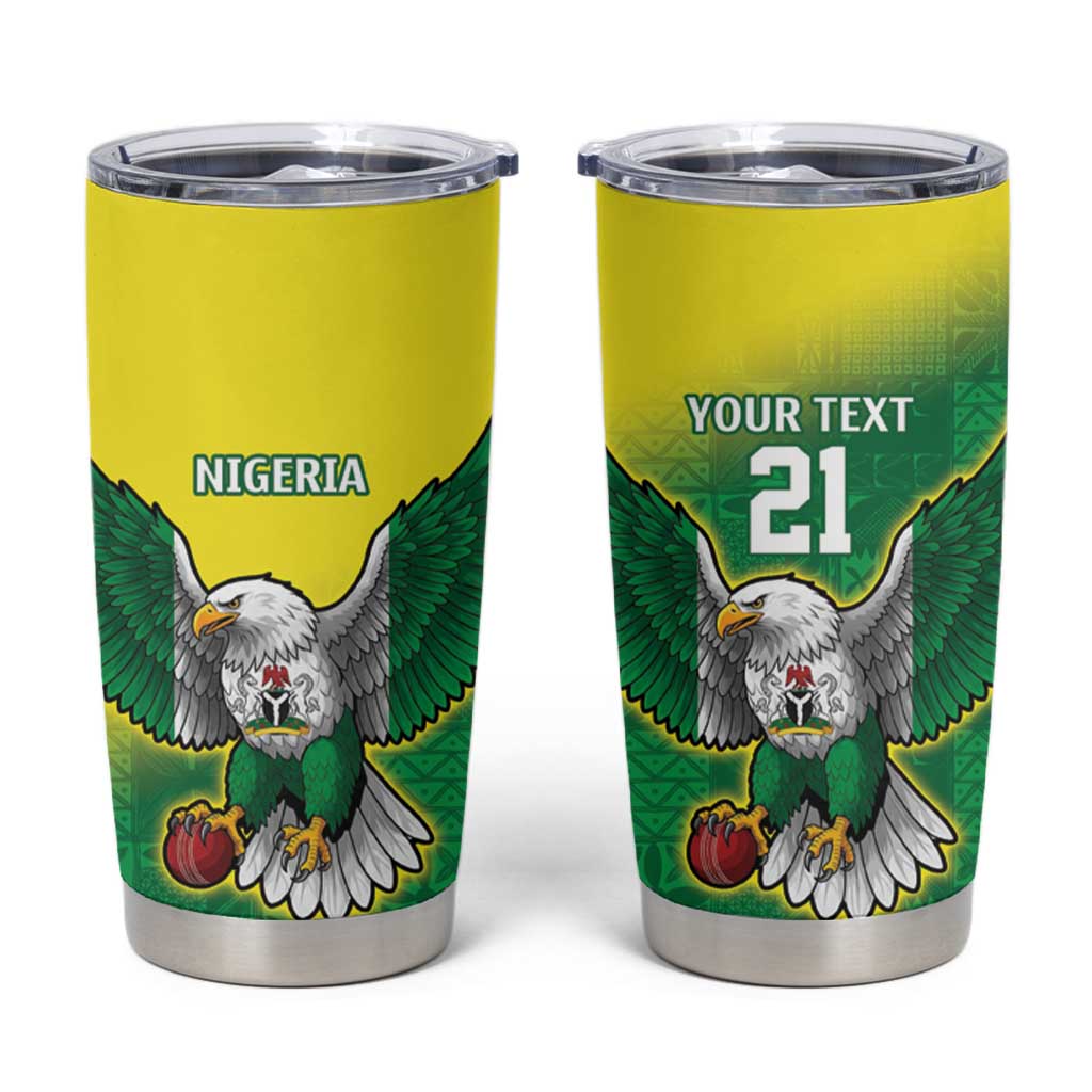Nigeria Cricket Custom Tumbler Cup Najeriya Angry Eagle Flag Motif - Wonder Print Shop