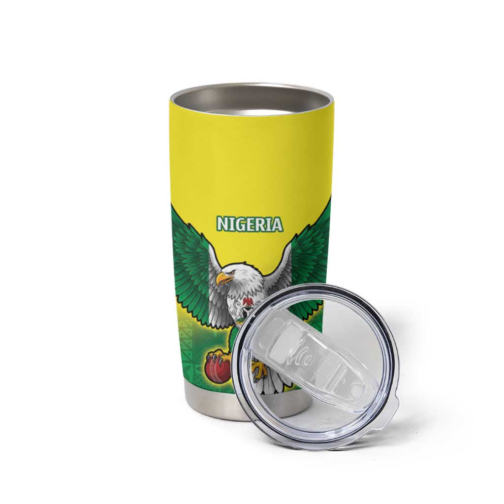 Nigeria Cricket Custom Tumbler Cup Najeriya Angry Eagle Flag Motif - Wonder Print Shop