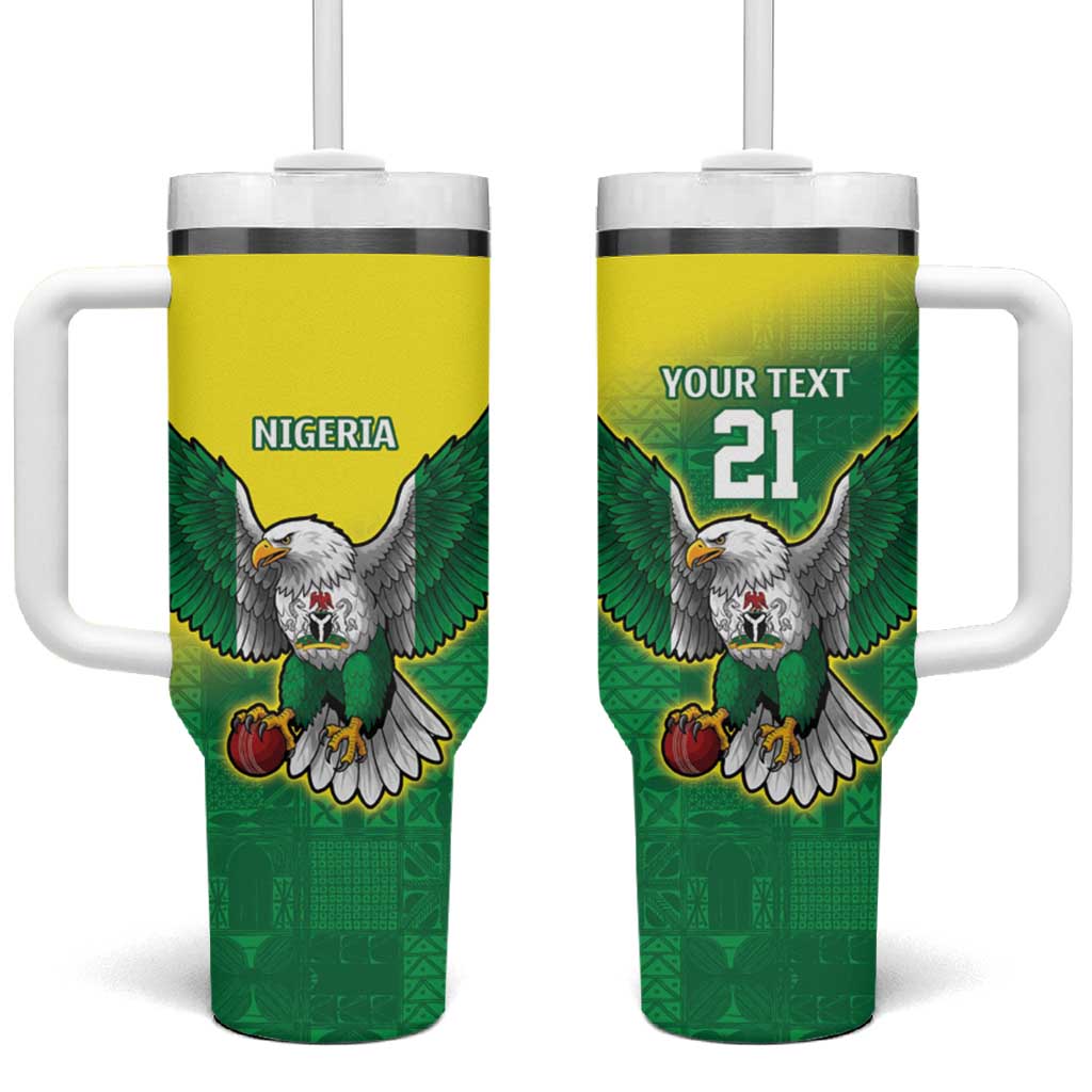 Nigeria Cricket Custom Tumbler With Handle Najeriya Angry Eagle Flag Motif - Wonder Print Shop