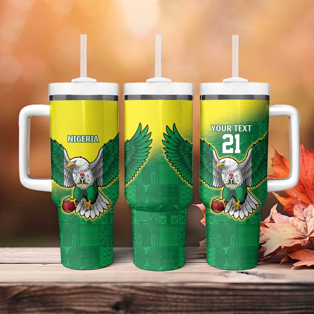 Nigeria Cricket Custom Tumbler With Handle Najeriya Angry Eagle Flag Motif - Wonder Print Shop