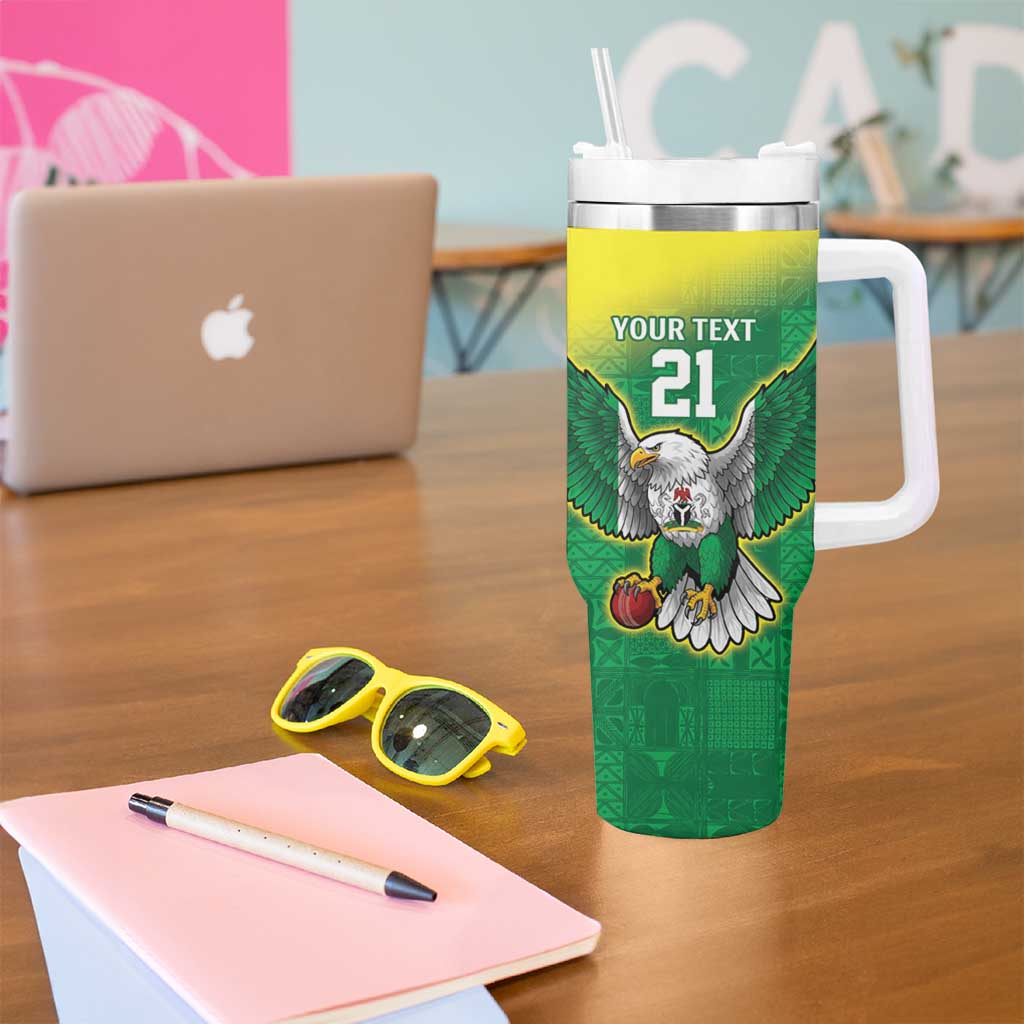 Nigeria Cricket Custom Tumbler With Handle Najeriya Angry Eagle Flag Motif - Wonder Print Shop