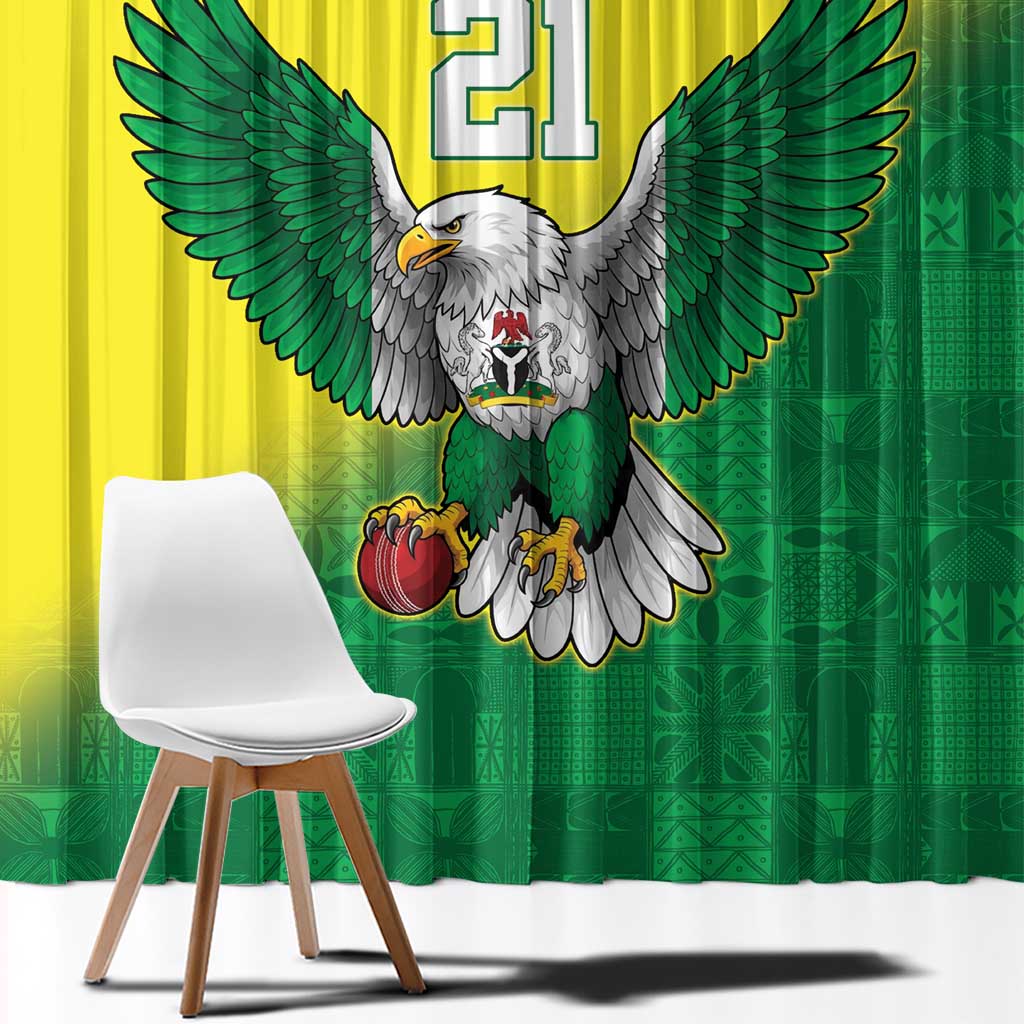 Nigeria Cricket Custom Window Curtain Najeriya Angry Eagle Flag Motif - Wonder Print Shop