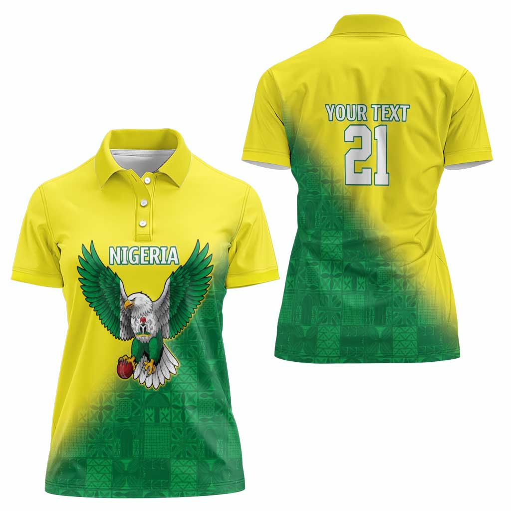 Nigeria Cricket Custom Women Polo Shirt Najeriya Angry Eagle Flag Motif - Wonder Print Shop