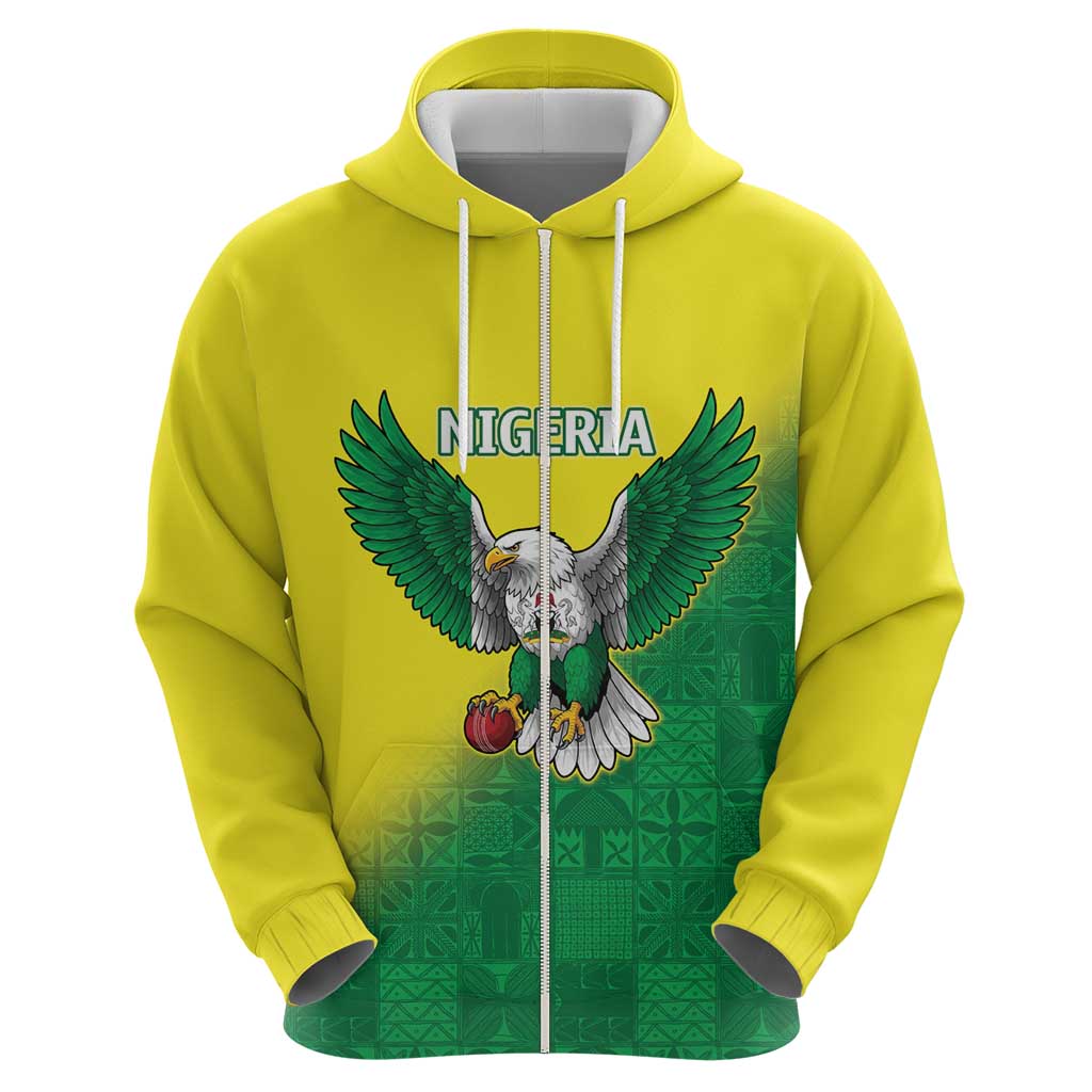 Nigeria Cricket Custom Zip Hoodie Najeriya Angry Eagle Flag Motif - Wonder Print Shop