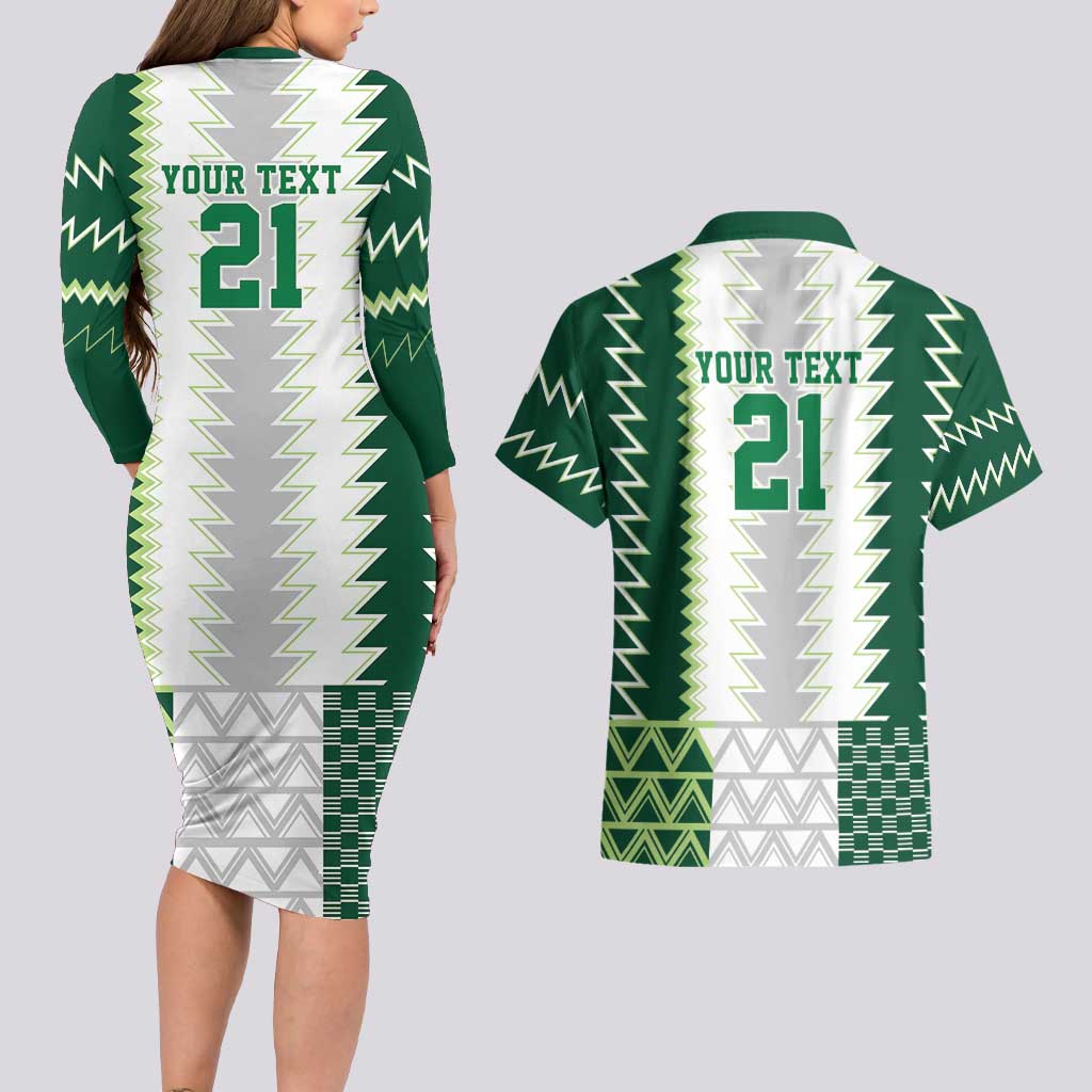 Nigeria Football Custom Couples Matching Long Sleeve Bodycon Dress and Hawaiian Shirt Classic 20-21 Home Jersey - Wonder Print Shop