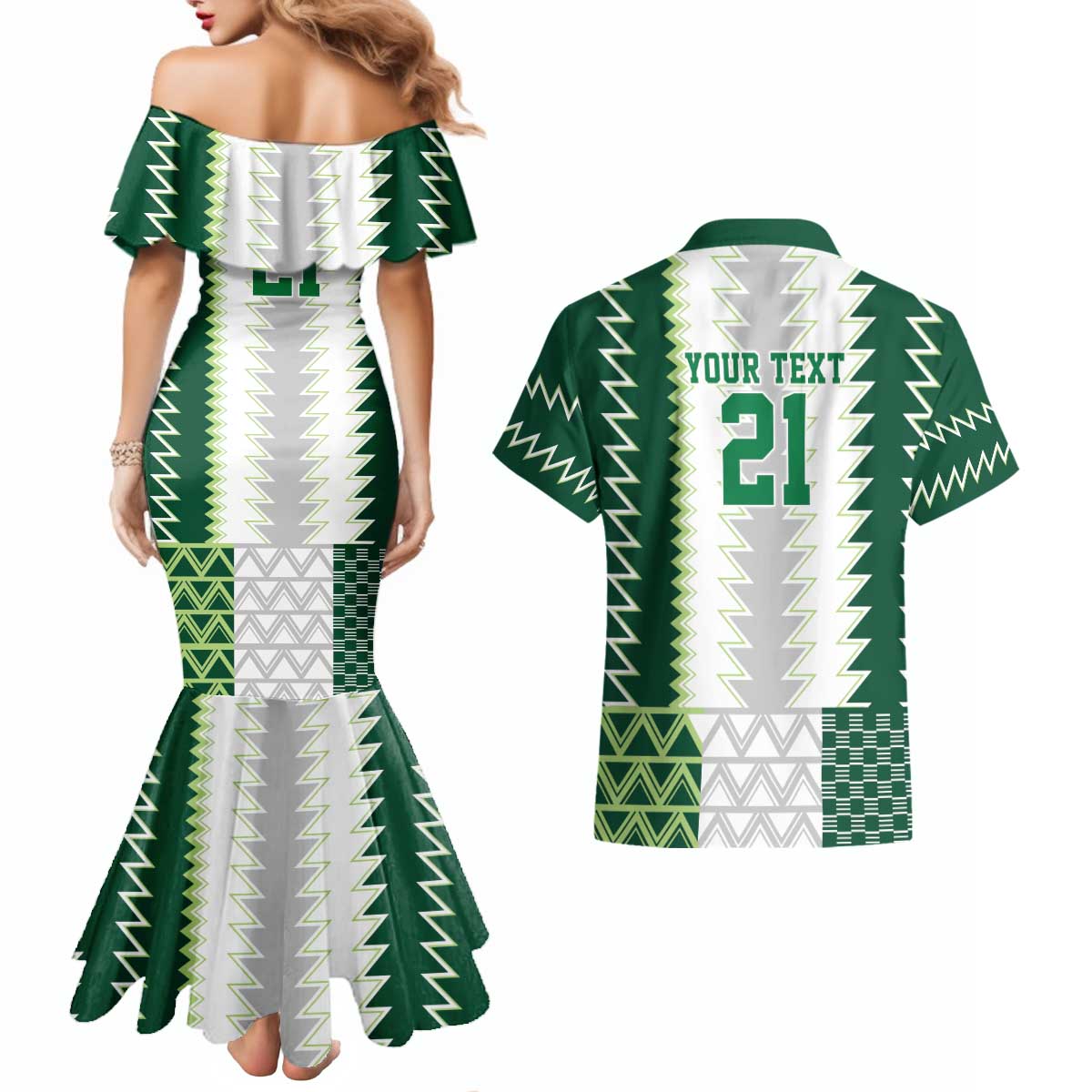 Nigeria Football Custom Couples Matching Mermaid Dress and Hawaiian Shirt Classic 20-21 Home Jersey - Wonder Print Shop