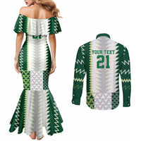 Nigeria Football Custom Couples Matching Mermaid Dress and Long Sleeve Button Shirt Classic 20-21 Home Jersey - Wonder Print Shop