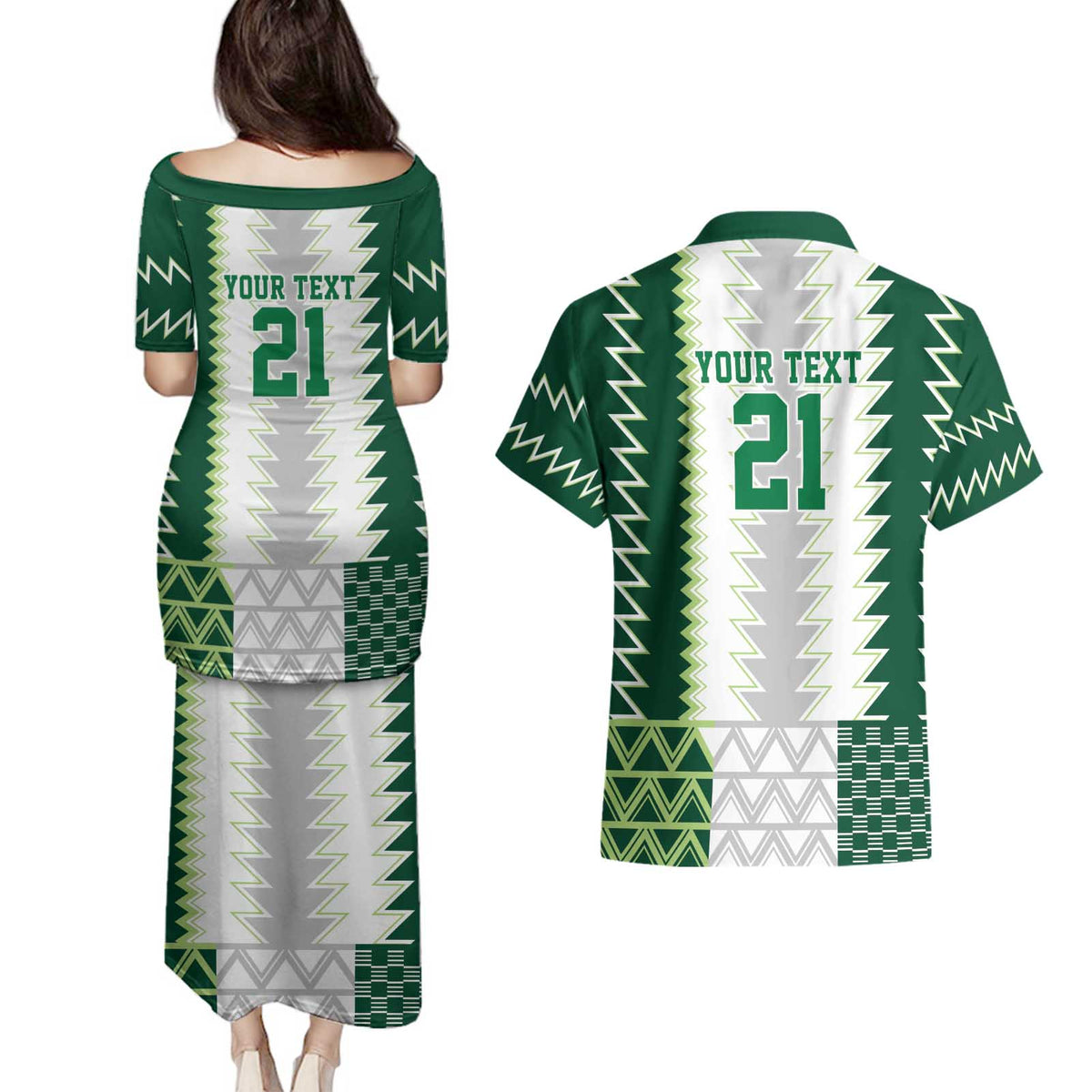 Nigeria Football Custom Couples Matching Puletasi and Hawaiian Shirt Classic 20-21 Home Jersey - Wonder Print Shop