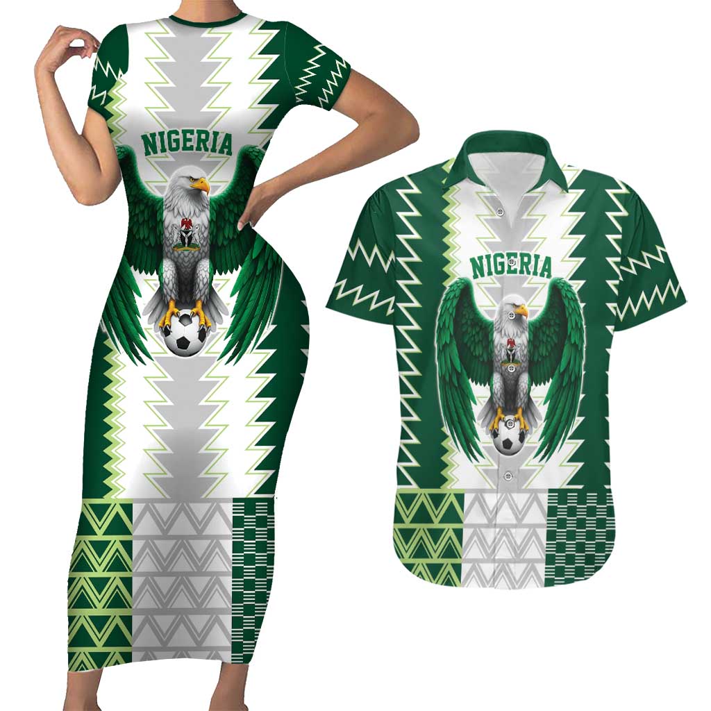 Nigeria Football Custom Couples Matching Short Sleeve Bodycon Dress and Hawaiian Shirt Classic 20-21 Home Jersey - Wonder Print Shop
