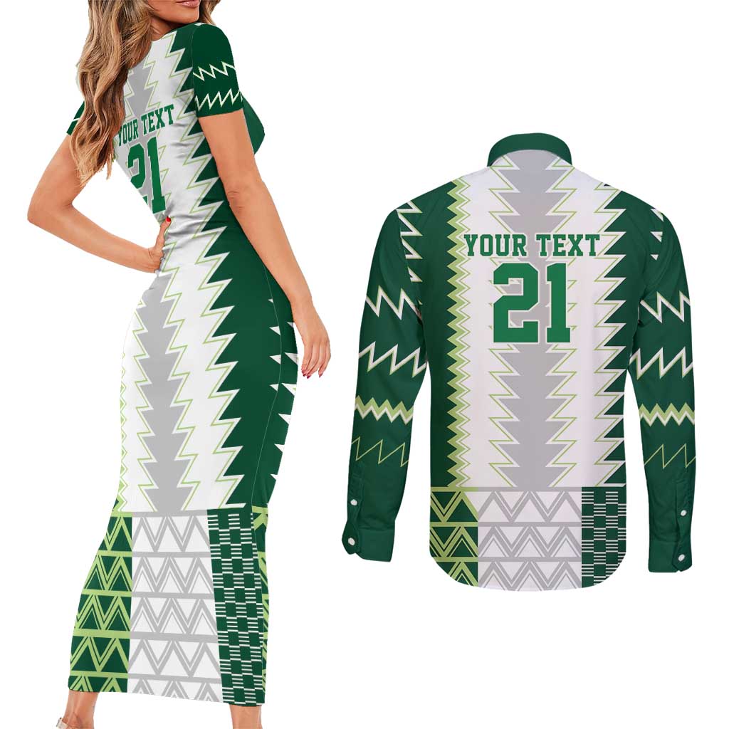Nigeria Football Custom Couples Matching Short Sleeve Bodycon Dress and Long Sleeve Button Shirt Classic 20-21 Home Jersey - Wonder Print Shop