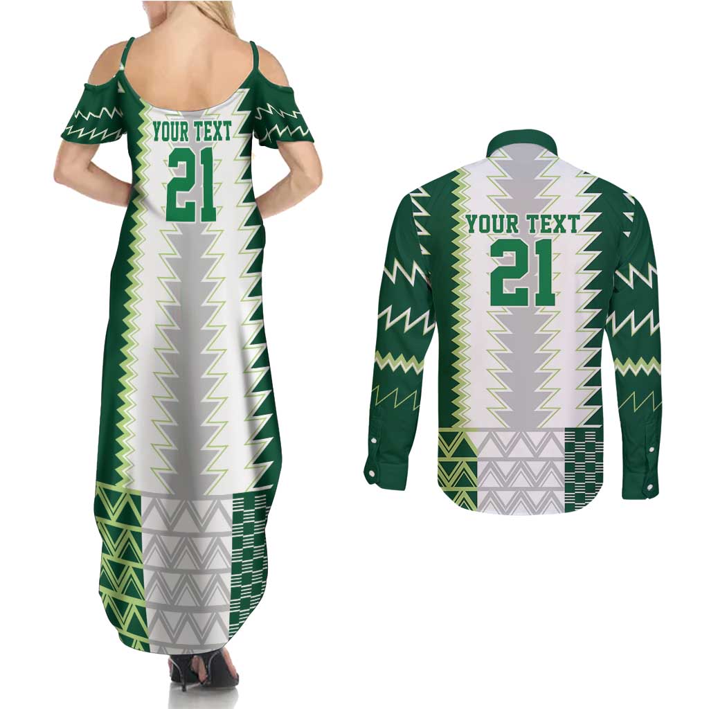 Nigeria Football Custom Couples Matching Summer Maxi Dress and Long Sleeve Button Shirt Classic 20-21 Home Jersey - Wonder Print Shop