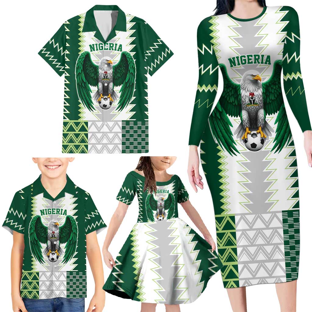 Nigeria Football Custom Family Matching Long Sleeve Bodycon Dress and Hawaiian Shirt Classic 20-21 Home Jersey - Wonder Print Shop