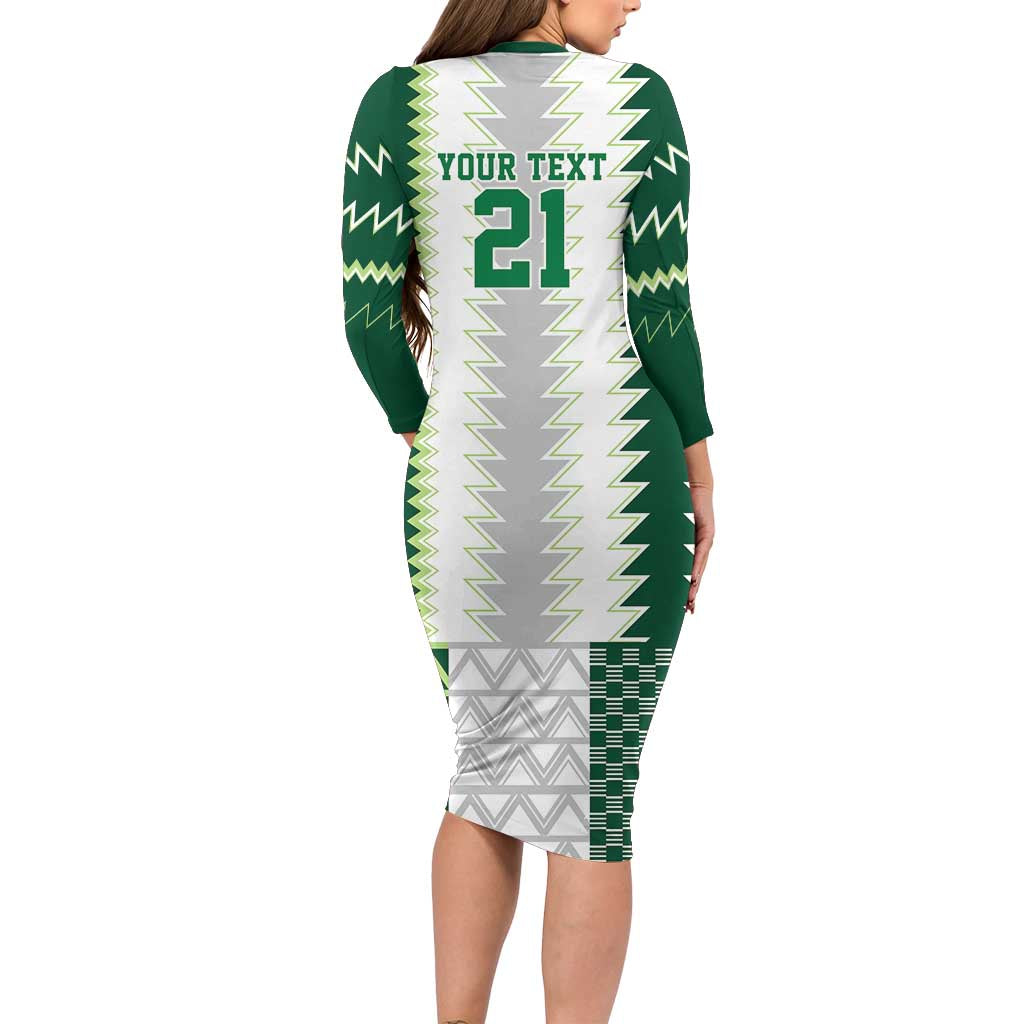 Nigeria Football Custom Family Matching Long Sleeve Bodycon Dress and Hawaiian Shirt Classic 20-21 Home Jersey - Wonder Print Shop