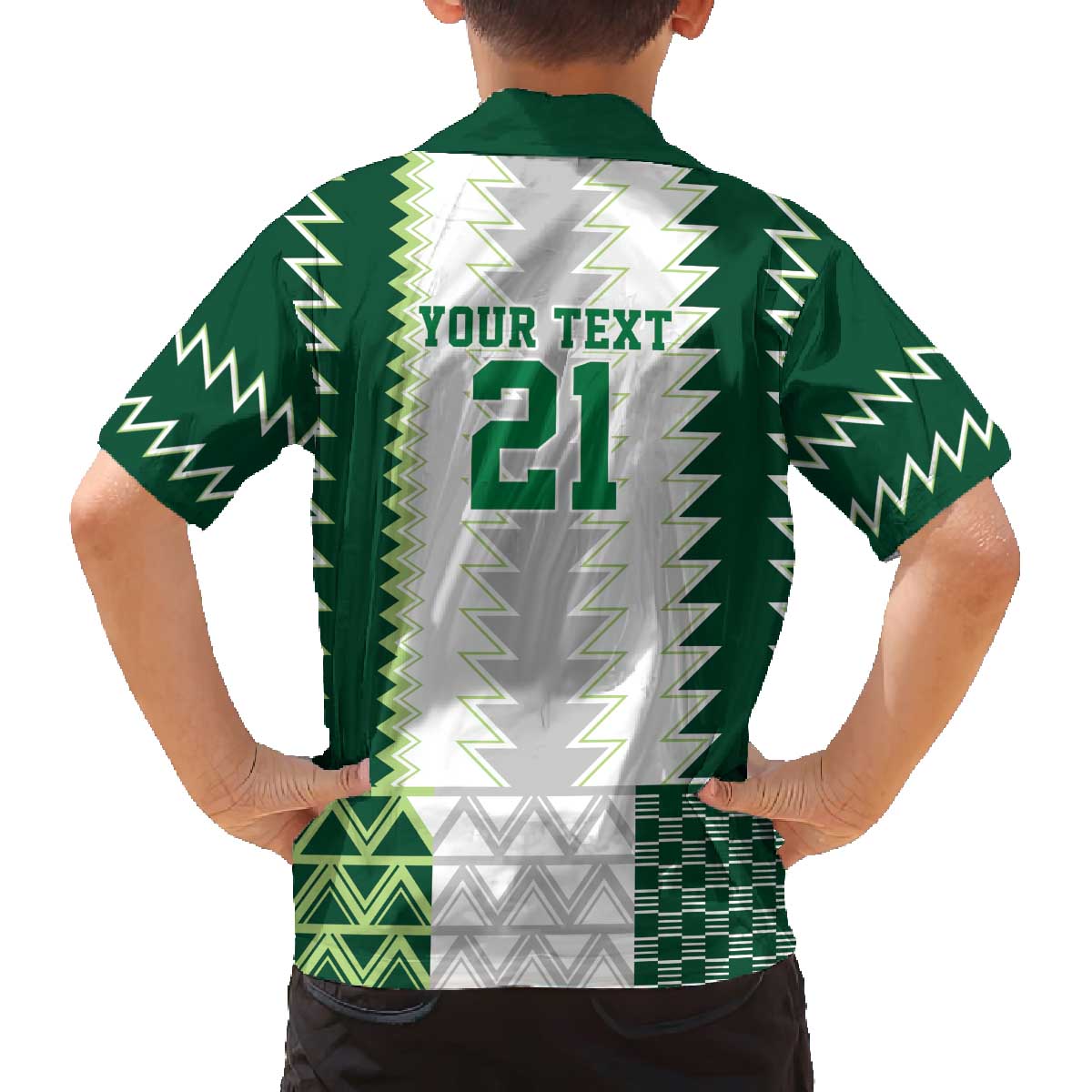 Nigeria Football Custom Family Matching Off The Shoulder Long Sleeve Dress and Hawaiian Shirt Classic 20-21 Home Jersey - Wonder Print Shop