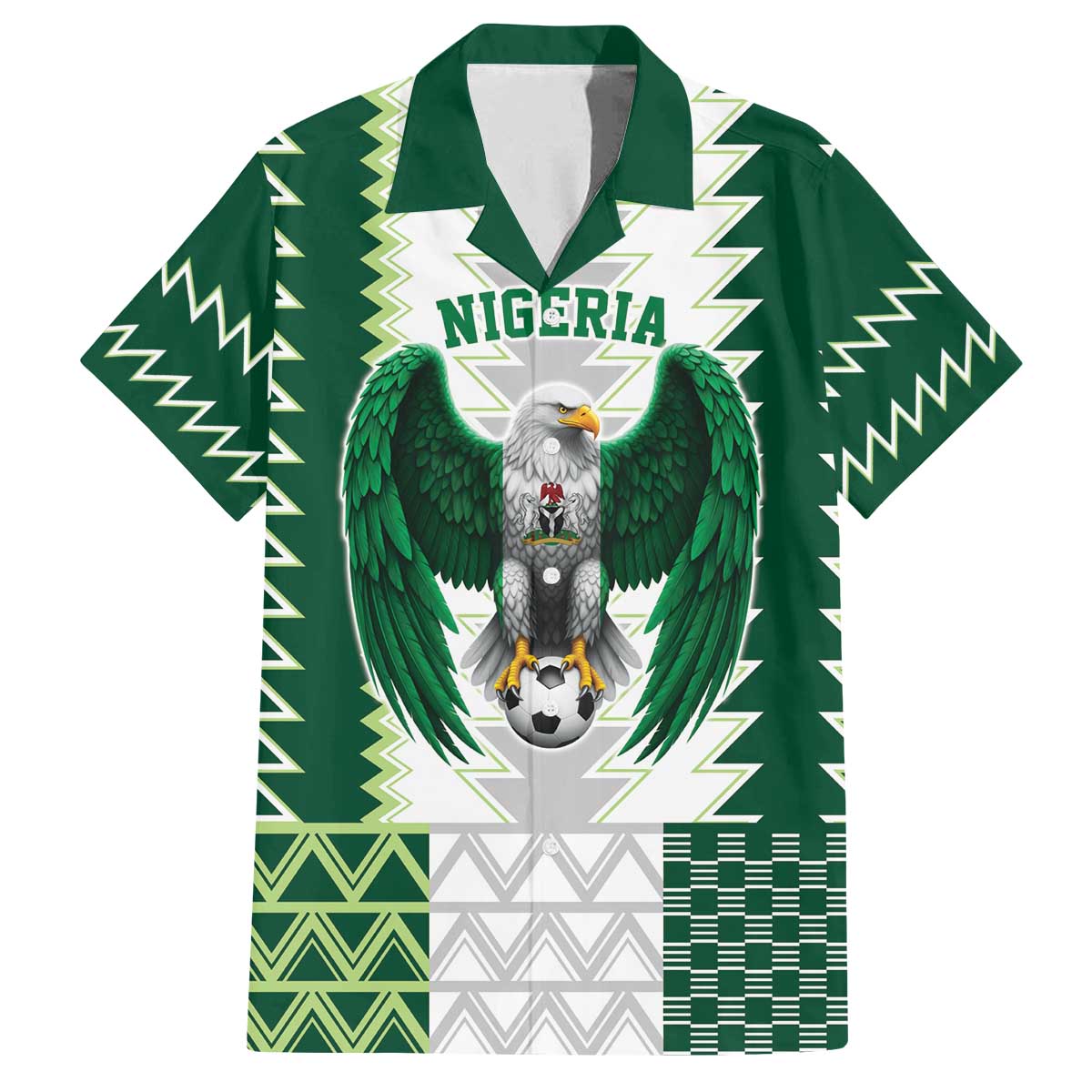 Nigeria Football Custom Family Matching Off The Shoulder Long Sleeve Dress and Hawaiian Shirt Classic 20-21 Home Jersey - Wonder Print Shop