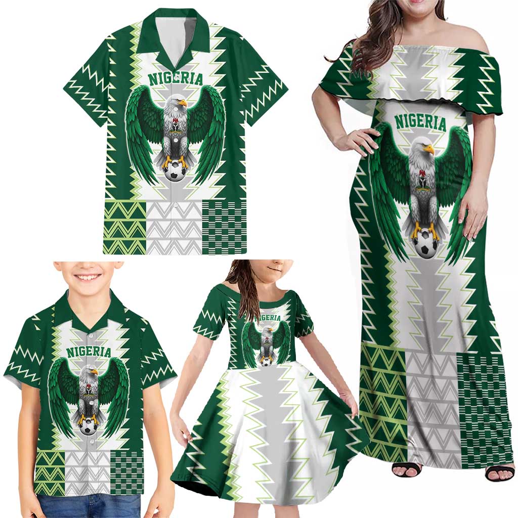 Nigeria Football Custom Family Matching Off Shoulder Maxi Dress and Hawaiian Shirt Classic 20-21 Home Jersey - Wonder Print Shop