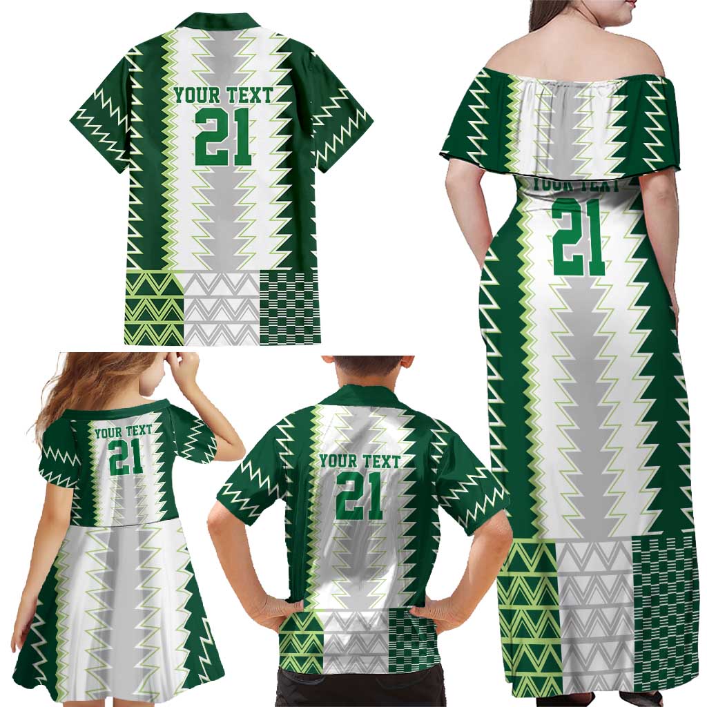 Nigeria Football Custom Family Matching Off Shoulder Maxi Dress and Hawaiian Shirt Classic 20-21 Home Jersey - Wonder Print Shop