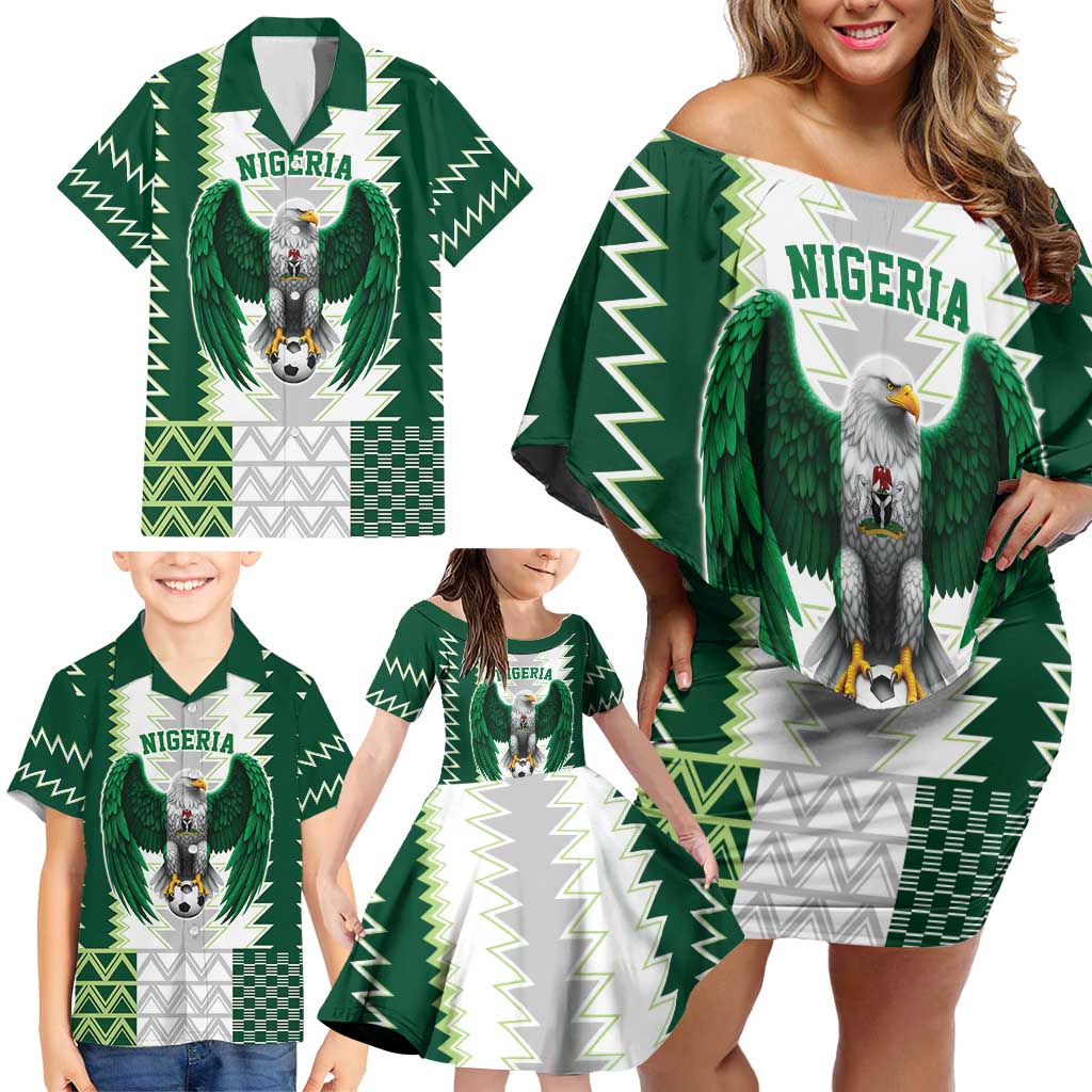 Nigeria Football Custom Family Matching Off Shoulder Short Dress and Hawaiian Shirt Classic 20-21 Home Jersey - Wonder Print Shop