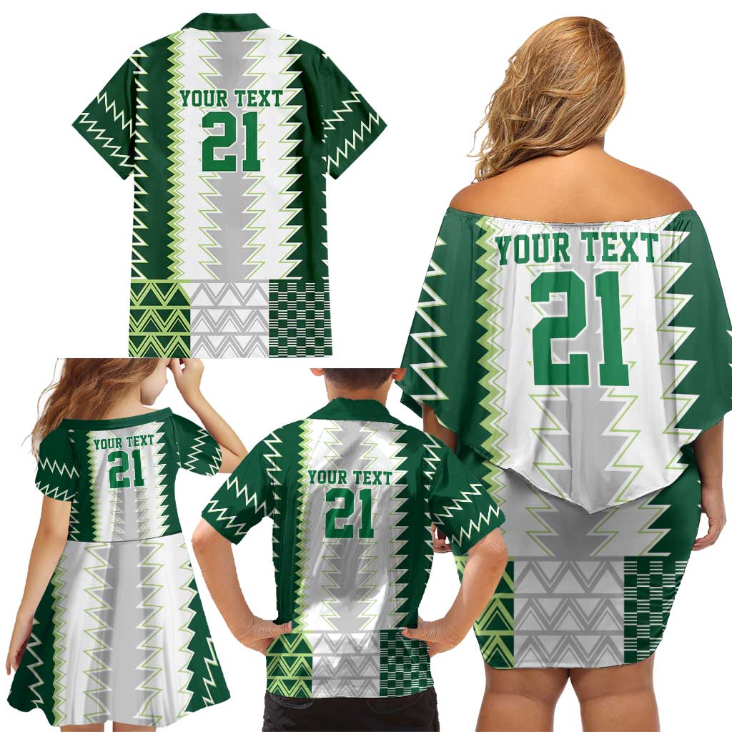 Nigeria Football Custom Family Matching Off Shoulder Short Dress and Hawaiian Shirt Classic 20-21 Home Jersey - Wonder Print Shop