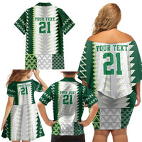 Nigeria Football Custom Family Matching Off Shoulder Short Dress and Hawaiian Shirt Classic 20-21 Home Jersey - Wonder Print Shop