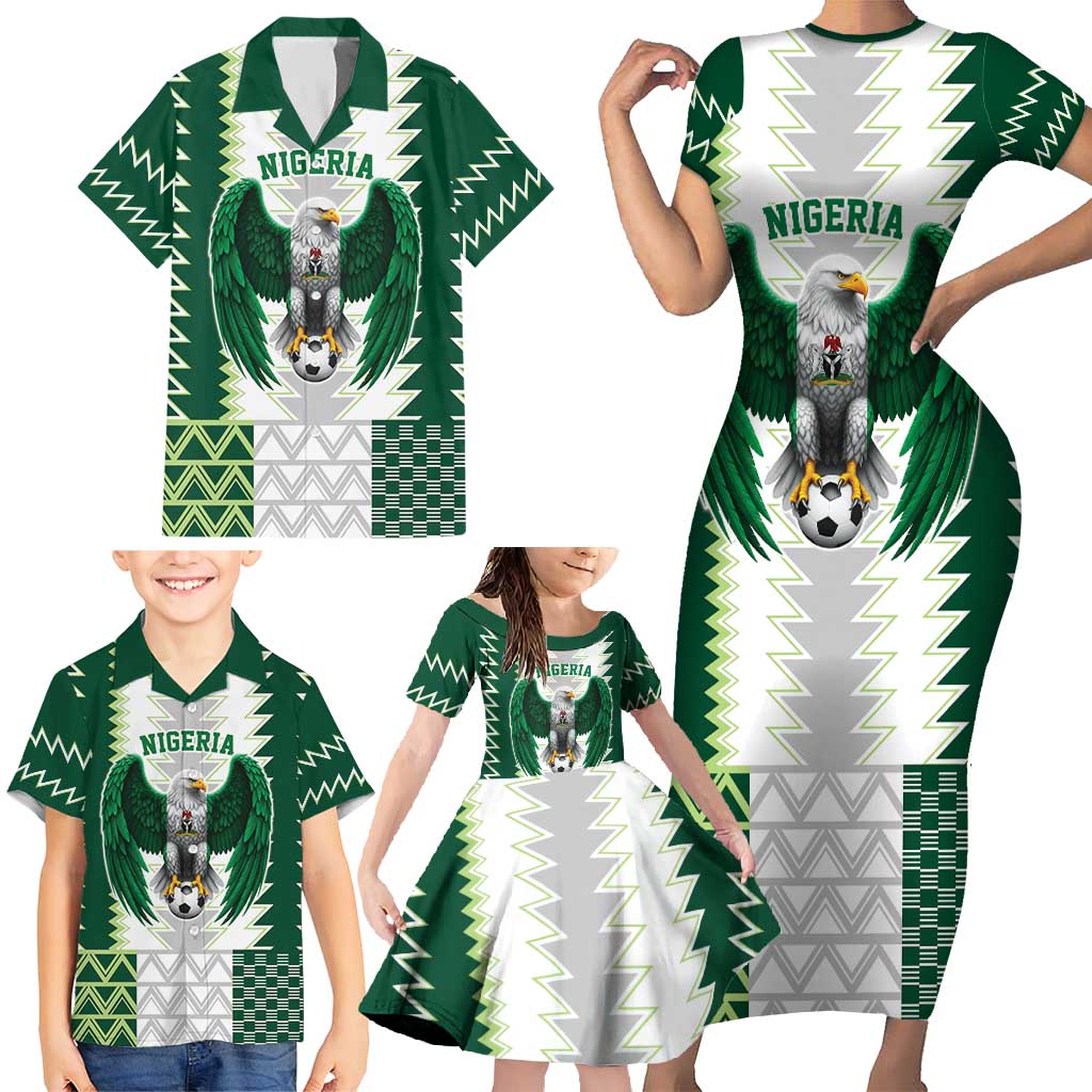 Nigeria Football Custom Family Matching Short Sleeve Bodycon Dress and Hawaiian Shirt Classic 20-21 Home Jersey - Wonder Print Shop