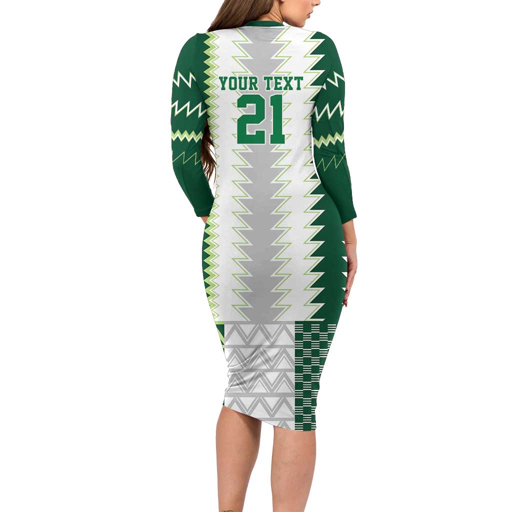Nigeria Football Custom Long Sleeve Bodycon Dress Classic 20-21 Home Jersey - Wonder Print Shop