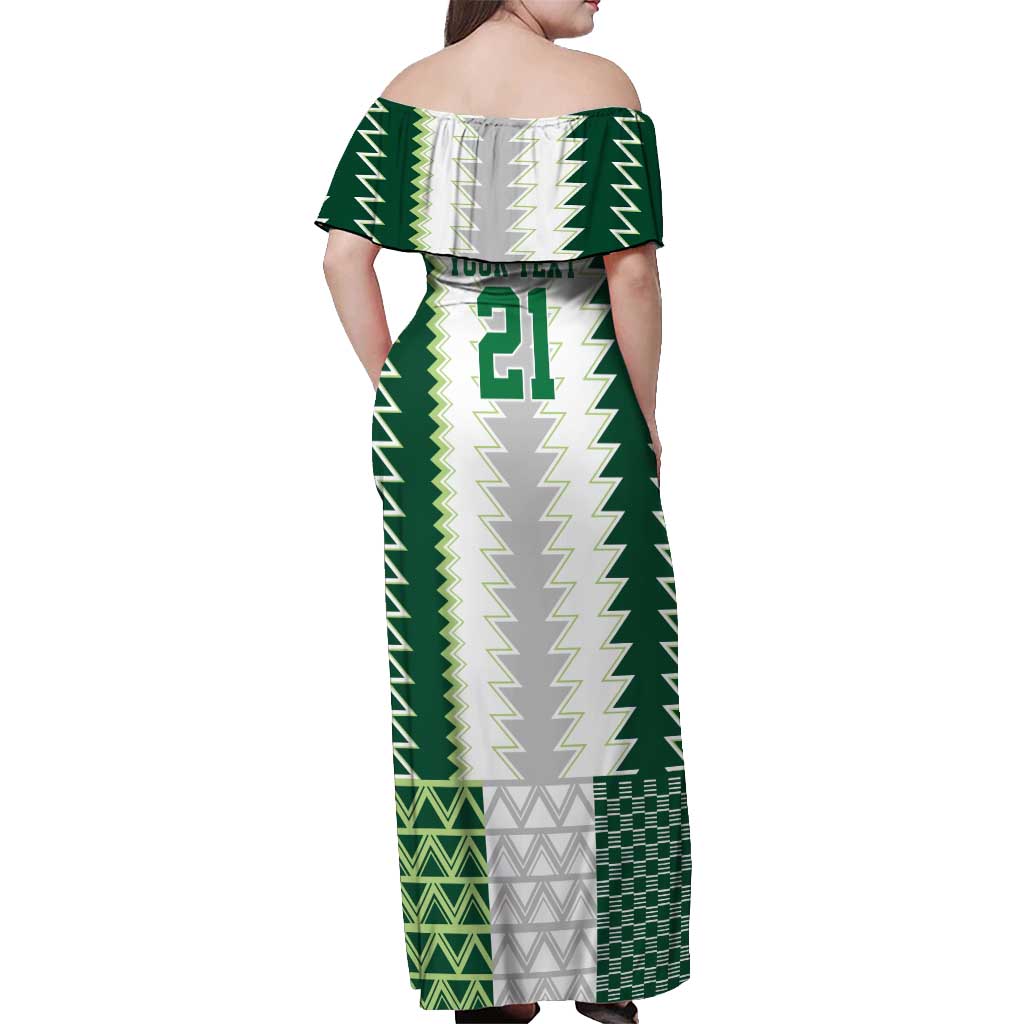Nigeria Football Custom Off Shoulder Maxi Dress Classic 20-21 Home Jersey - Wonder Print Shop