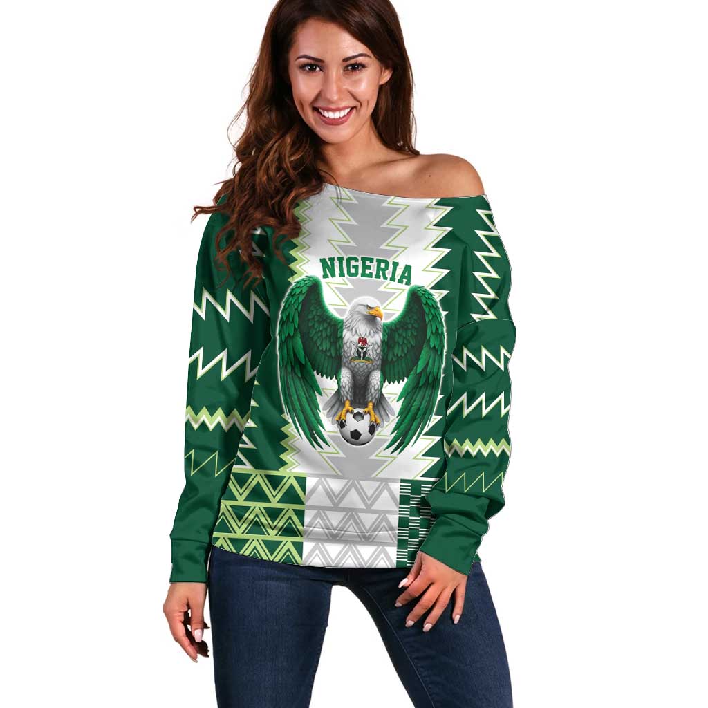 Nigeria Football Custom Off Shoulder Sweater Classic 20-21 Home Jersey - Wonder Print Shop