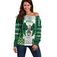 Nigeria Football Custom Off Shoulder Sweater Classic 20-21 Home Jersey - Wonder Print Shop