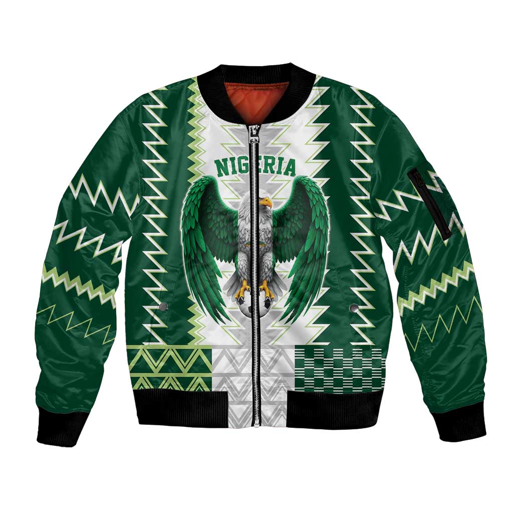 Nigeria Football Custom Sleeve Zip Bomber Jacket Classic 20-21 Home Jersey - Wonder Print Shop