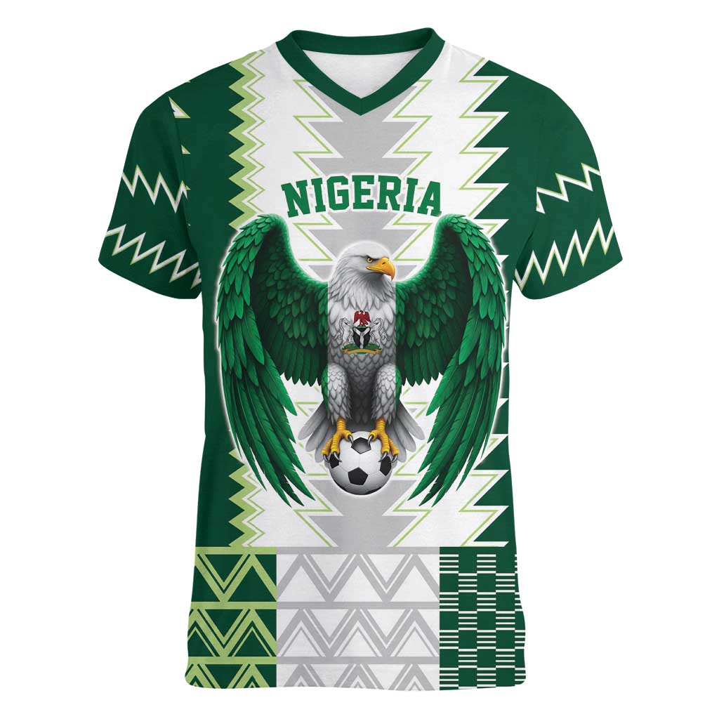 Nigeria Football Custom Women V-Neck T-Shirt Classic 20-21 Home Jersey - Wonder Print Shop