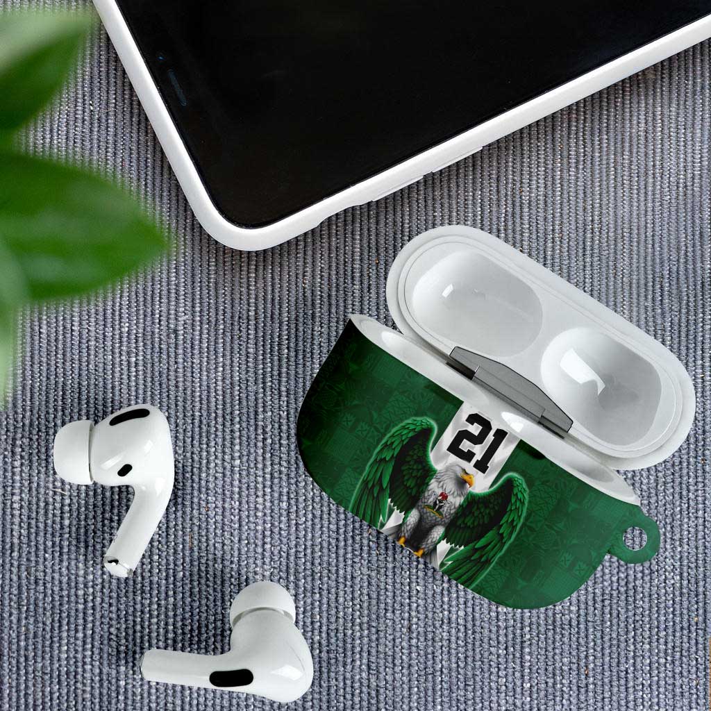 Nigeria Football Custom AirPods Case Retro Nigeria 20-21 Eagle Flag Motif - Wonder Print Shop