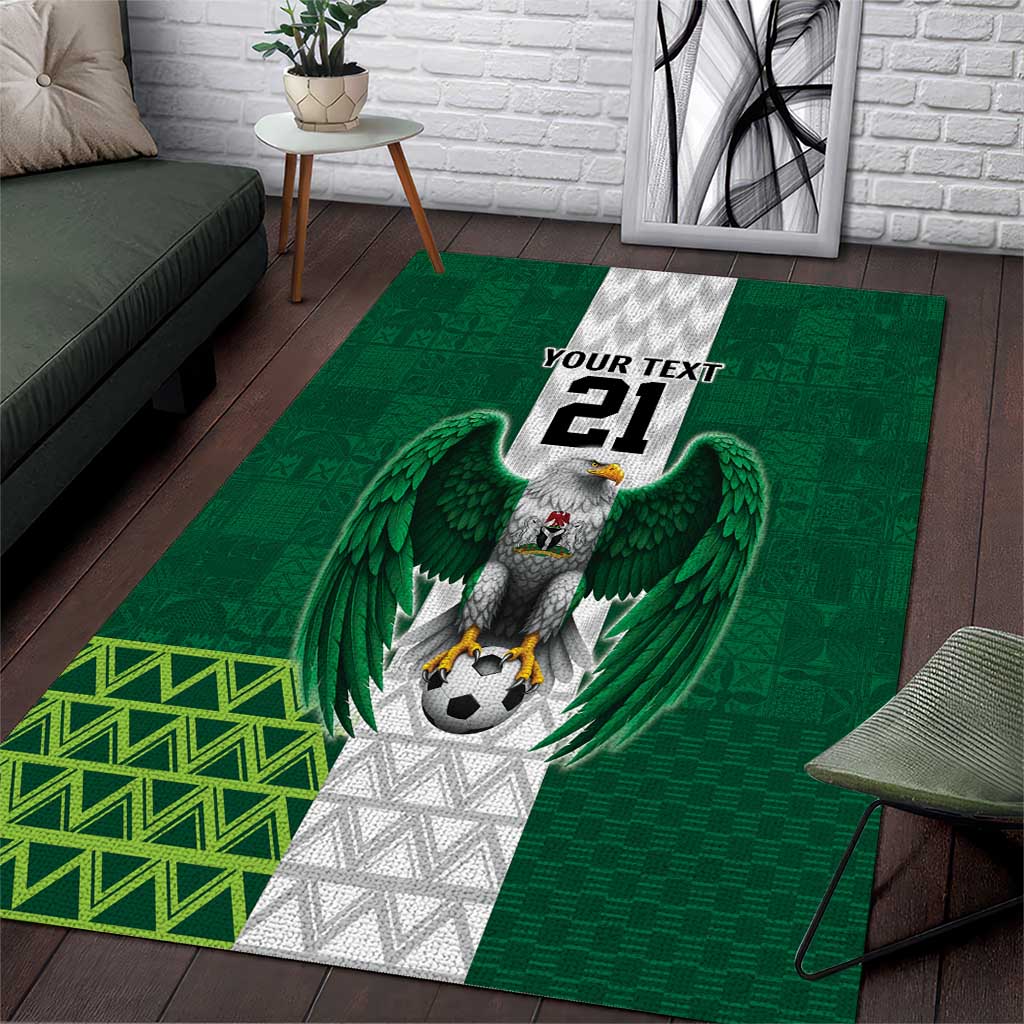 Nigeria Football Custom Area Rug Retro Nigeria 20-21 Eagle Flag Motif - Wonder Print Shop