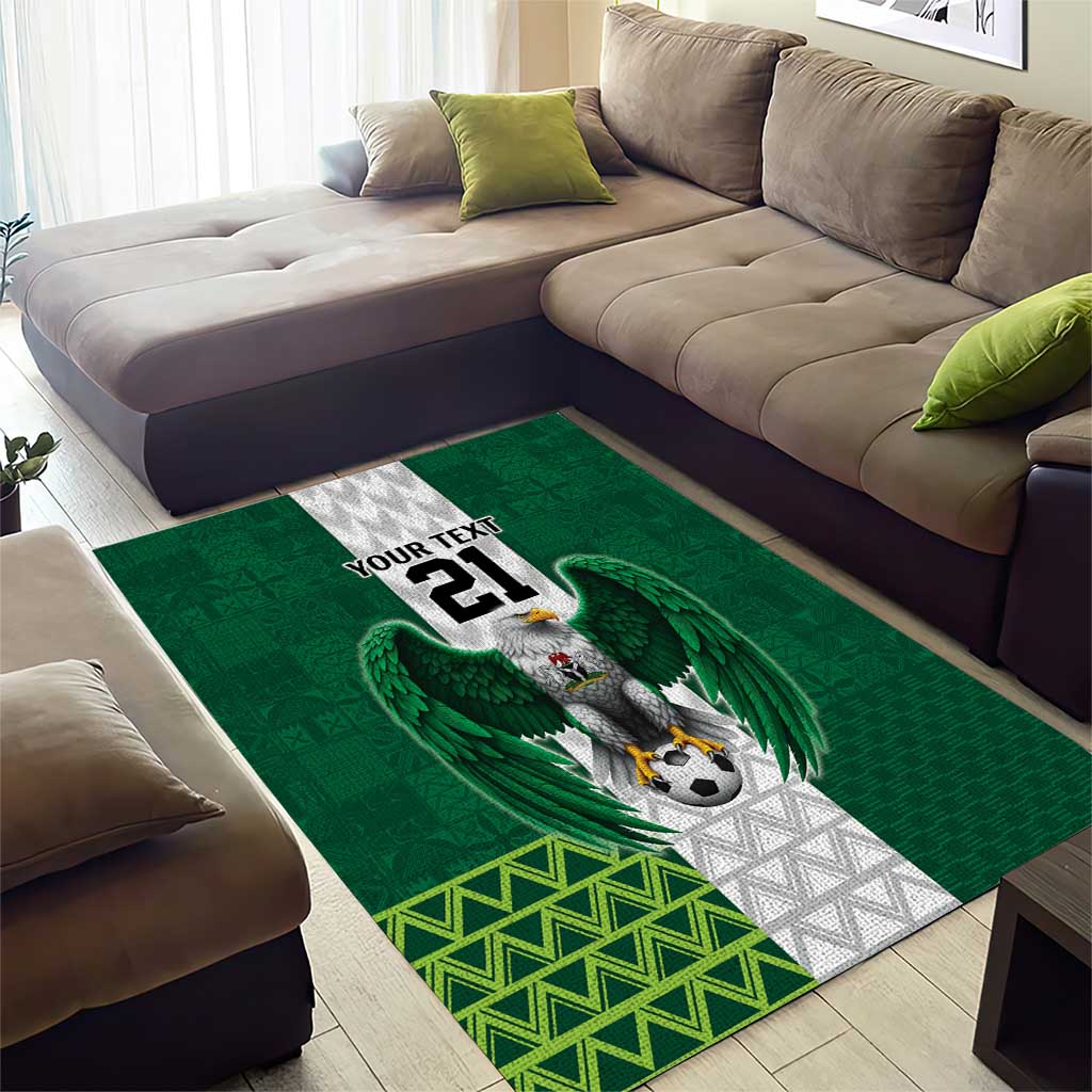 Nigeria Football Custom Area Rug Retro Nigeria 20-21 Eagle Flag Motif - Wonder Print Shop