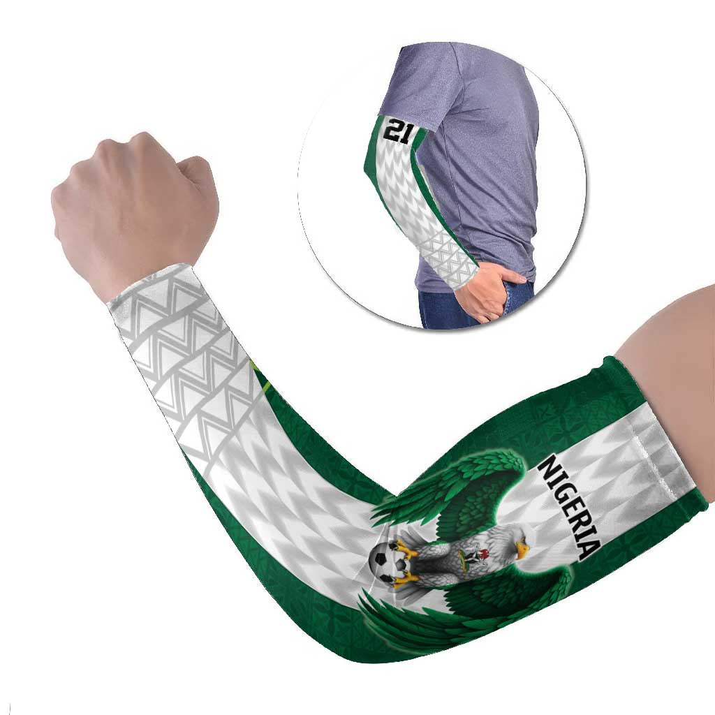 Nigeria Football Custom Arm Sleeves Retro Nigeria 20-21 Eagle Flag Motif - Wonder Print Shop