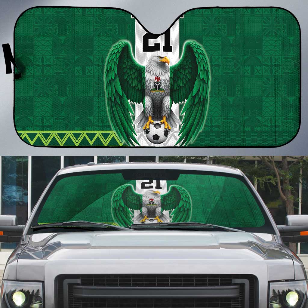 Nigeria Football Custom Auto Sun Shade Retro Nigeria 20-21 Eagle Flag Motif - Wonder Print Shop