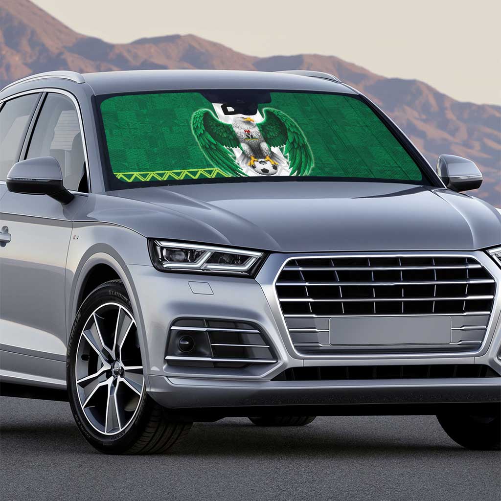 Nigeria Football Custom Auto Sun Shade Retro Nigeria 20-21 Eagle Flag Motif - Wonder Print Shop