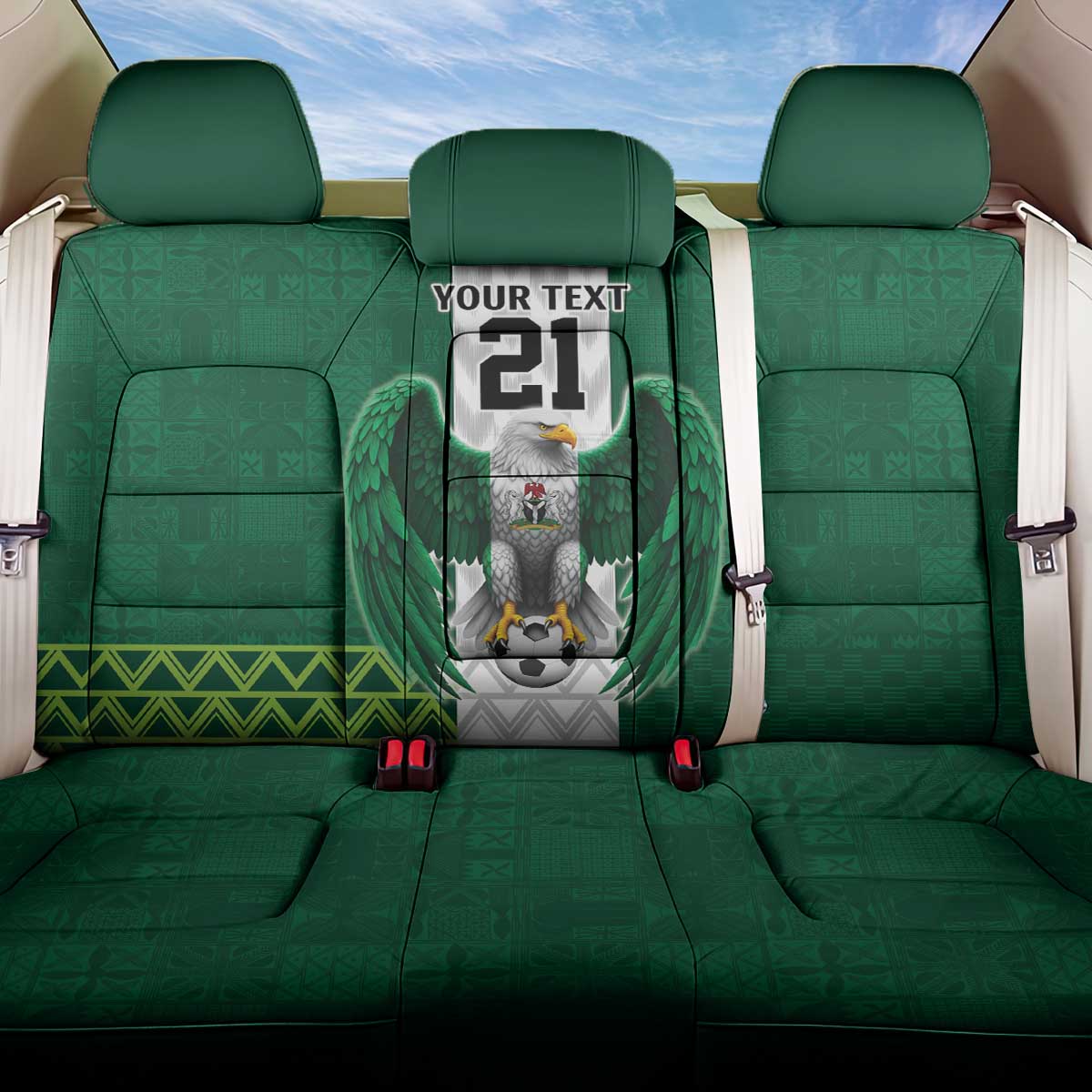 Nigeria Football Custom Back Car Seat Cover Retro Nigeria 20-21 Eagle Flag Motif - Wonder Print Shop
