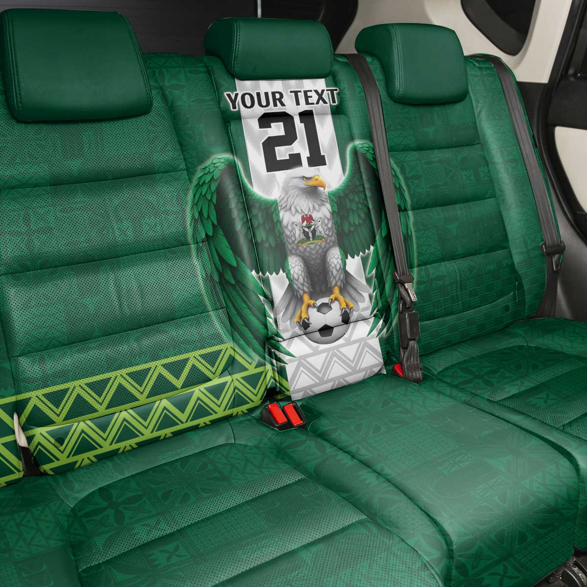 Nigeria Football Custom Back Car Seat Cover Retro Nigeria 20-21 Eagle Flag Motif - Wonder Print Shop